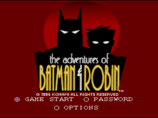 Adventures of Batman & Robin title screen for Super Nintendo